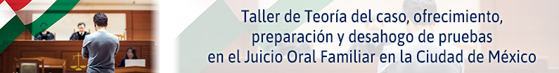 Banner - Taller de Teoría del Caso, Ofrecimiento, Preparación y Desahogo de Pruebas en el Juicio Oral Familiar en la Ciudad de  México